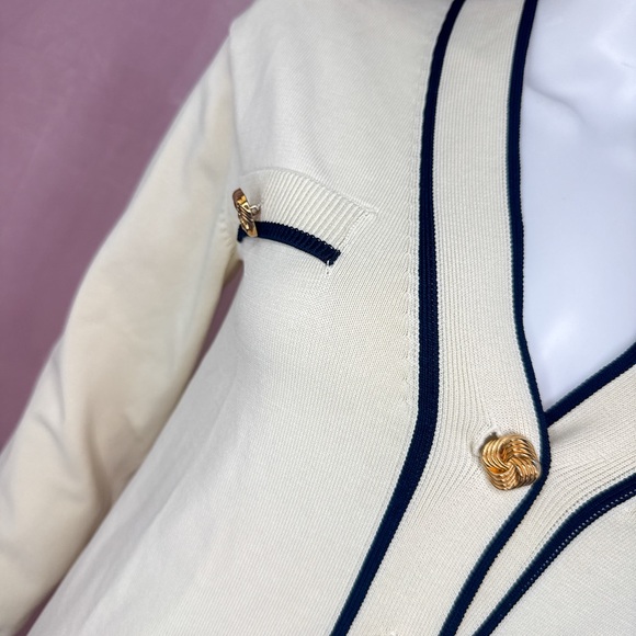 Lovers and Friends White Black Cardigan Dress Long Sleeve Classy Ivory Size XS - Picture 4 of 8